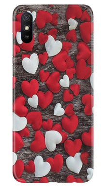 Red White Hearts Mobile Back Case for Xiaomi Redmi 9a  (Design - 105)