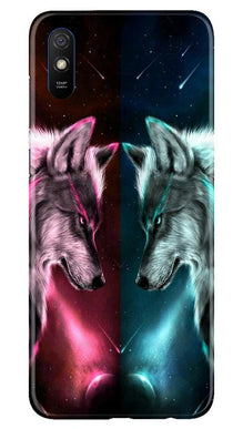 Wolf fight Mobile Back Case for Xiaomi Redmi 9i (Design - 221)