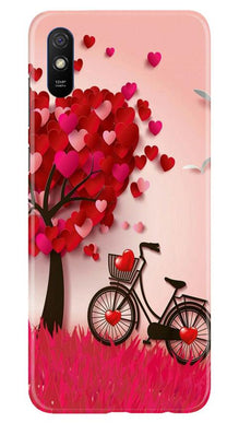 Red Heart Cycle Mobile Back Case for Xiaomi Redmi 9i (Design - 222)