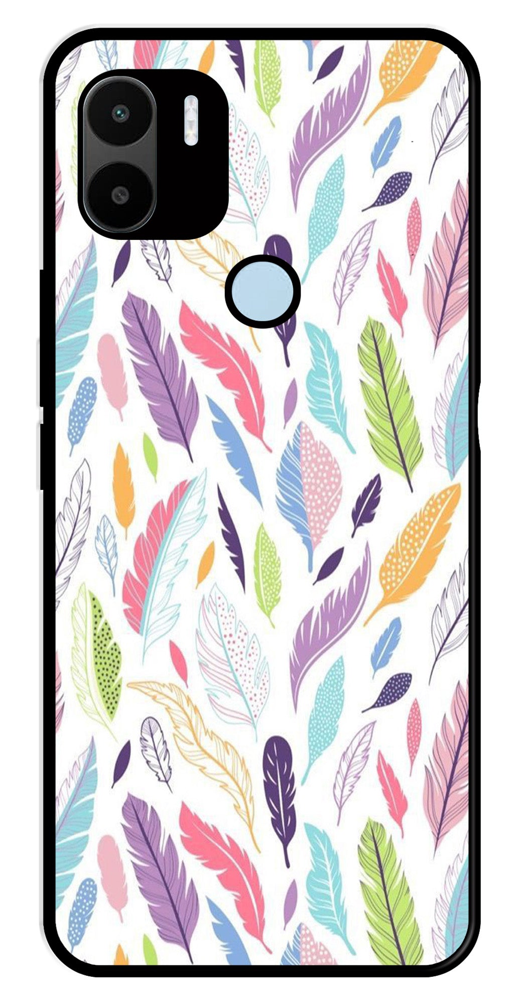 Colorful Feathers Metal Mobile Case for Redmi A1 Plus   (Design No -06)