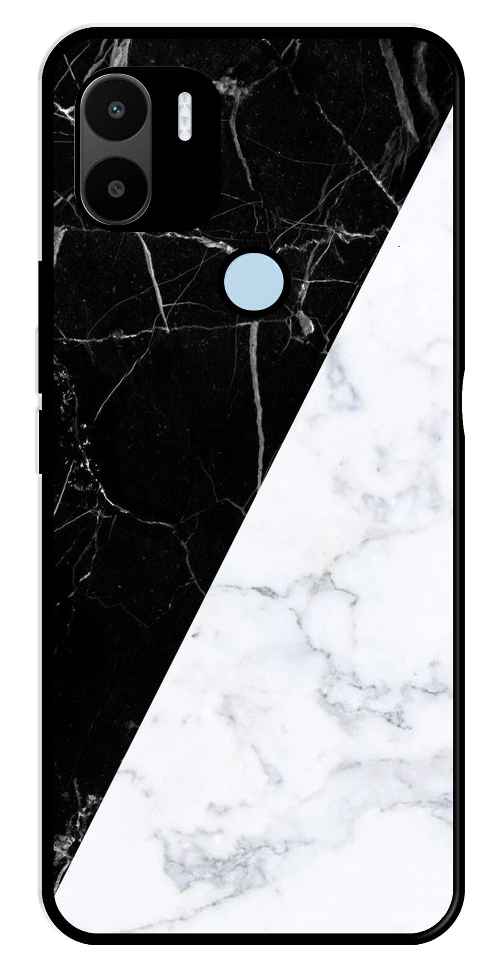 Black White Marble Design Metal Mobile Case for Redmi A1 Plus   (Design No -09)
