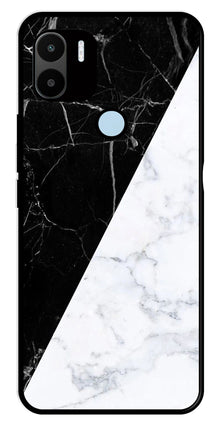 Black White Marble Design Metal Mobile Case for Redmi A1 Plus
