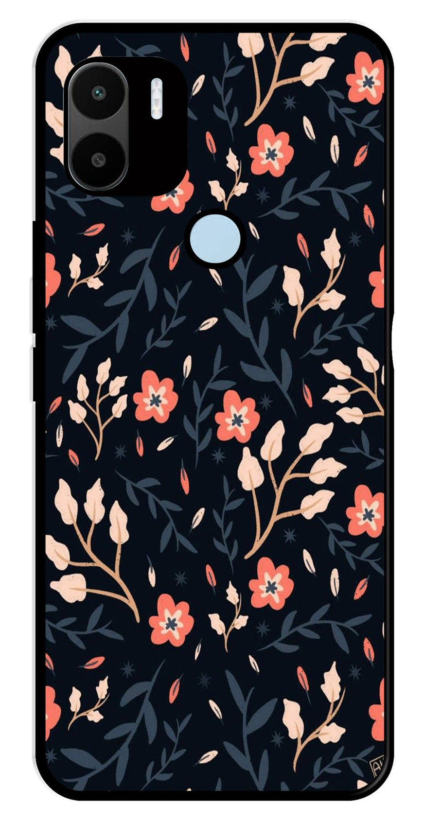 Floral Pattern Metal Mobile Case for Redmi C50   (Design No -10)