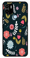 Floral Pattern2 Metal Mobile Case for Poco C50   (Design No -12)