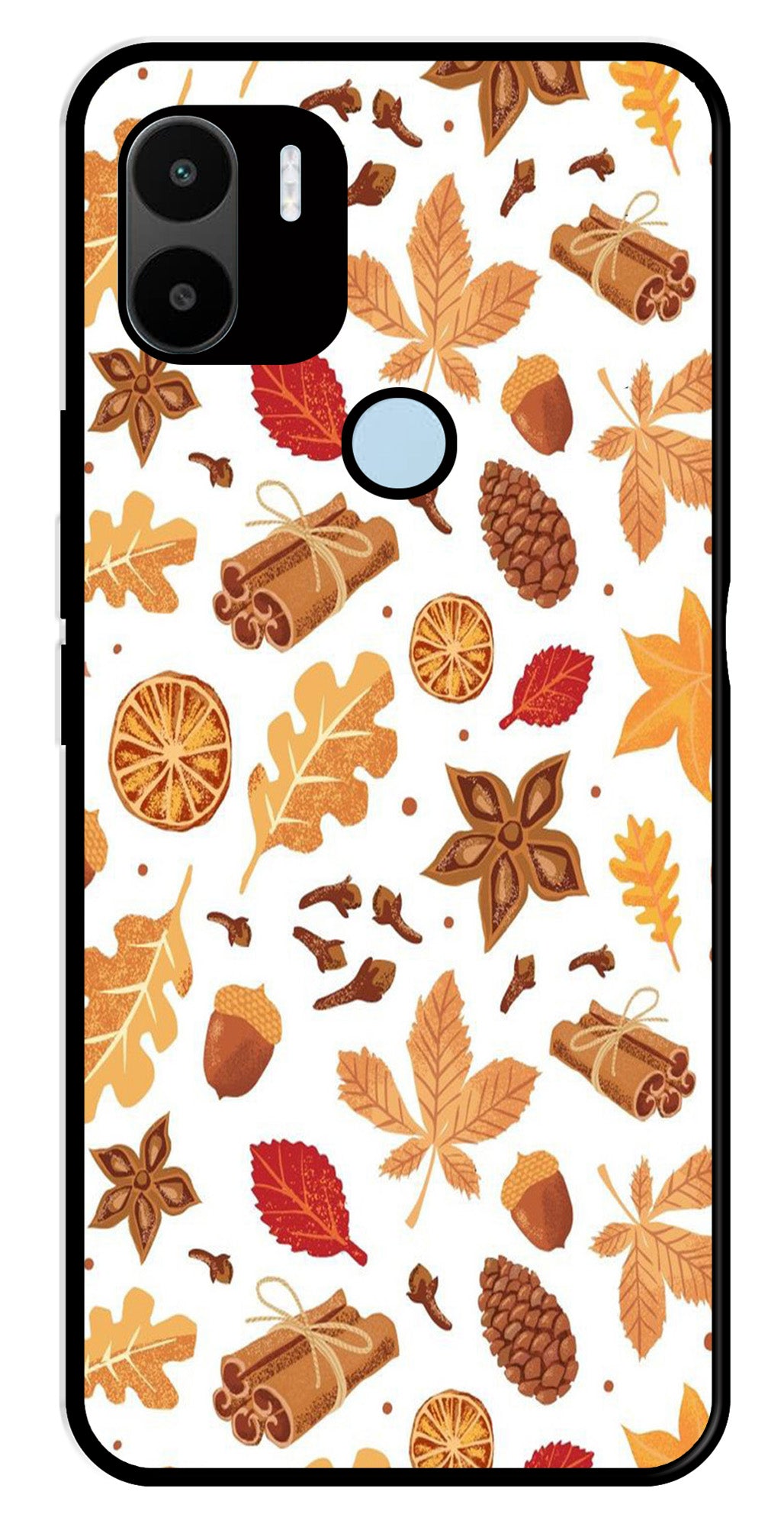 Autumn Leaf Metal Mobile Case for Poco C50   (Design No -19)