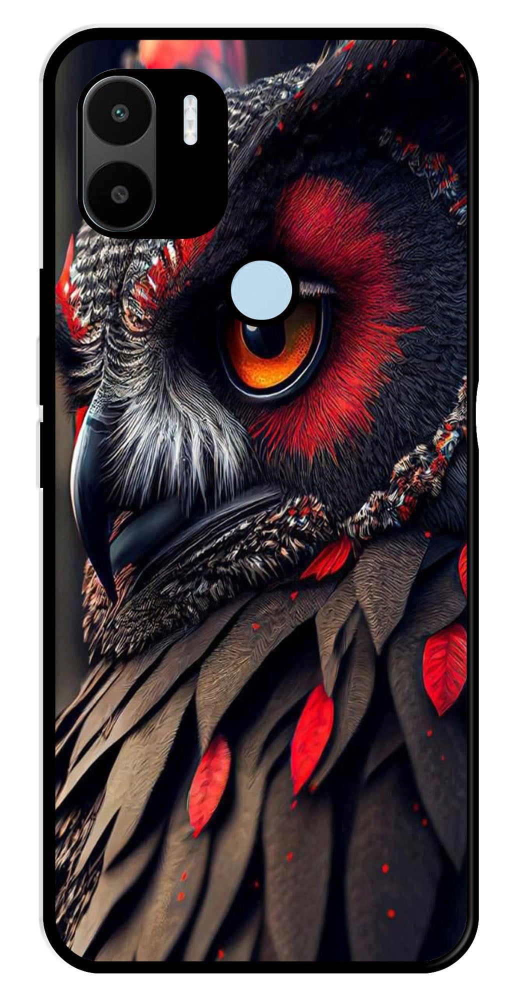 Owl Design Metal Mobile Case for Redmi A1 Plus   (Design No -26)