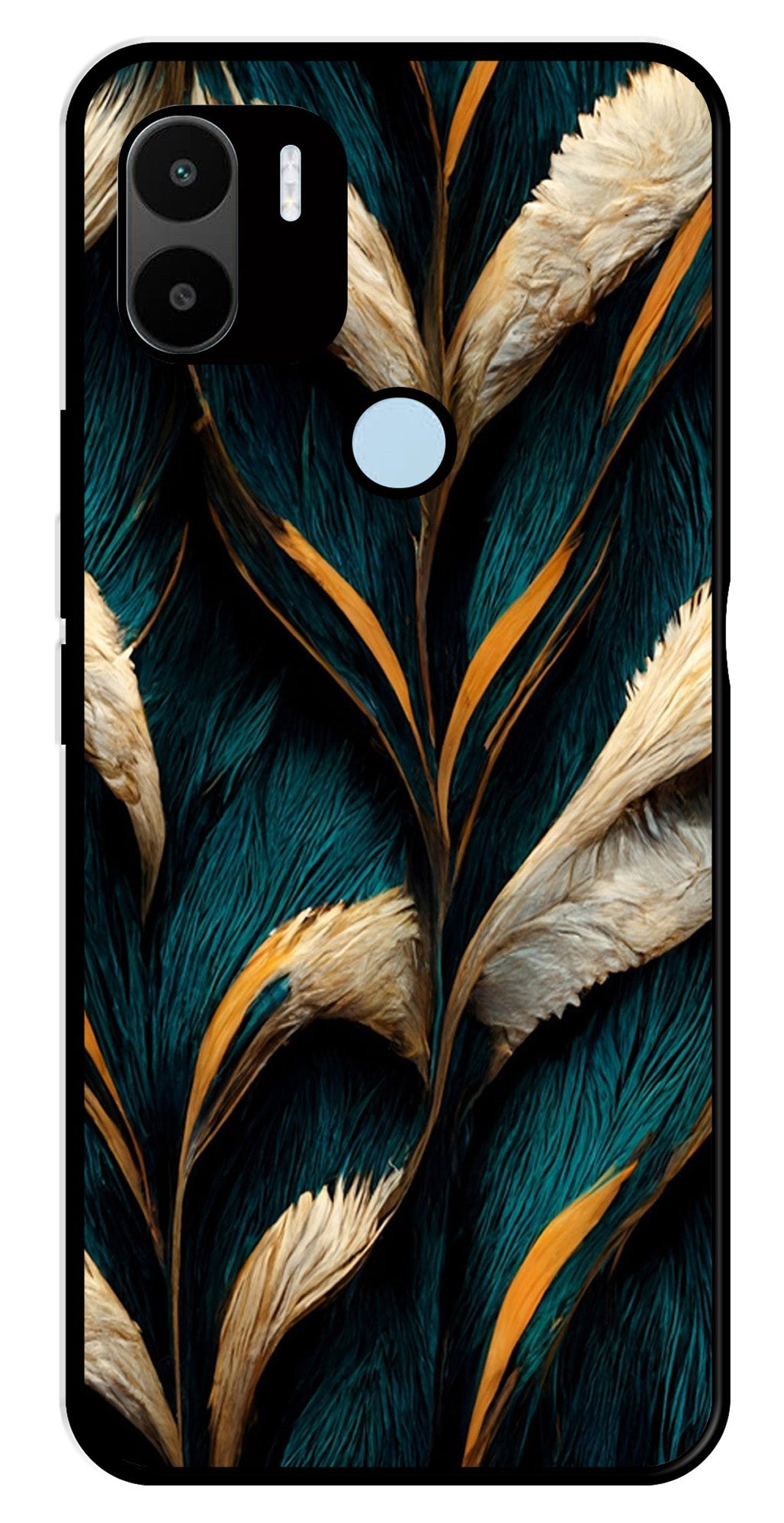 Feathers Metal Mobile Case for Poco C50   (Design No -30)