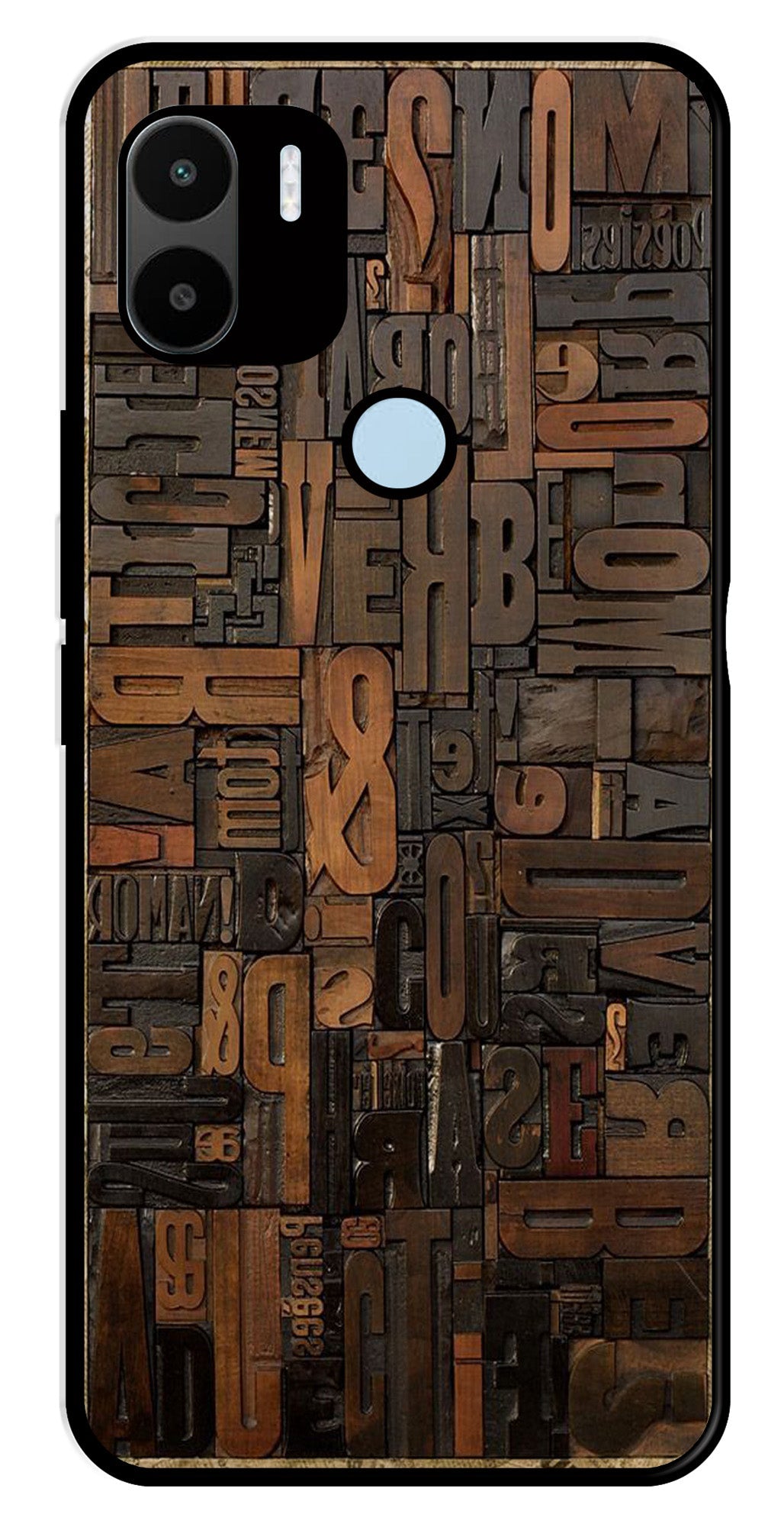 Alphabets Metal Mobile Case for Redmi A1 Plus   (Design No -32)