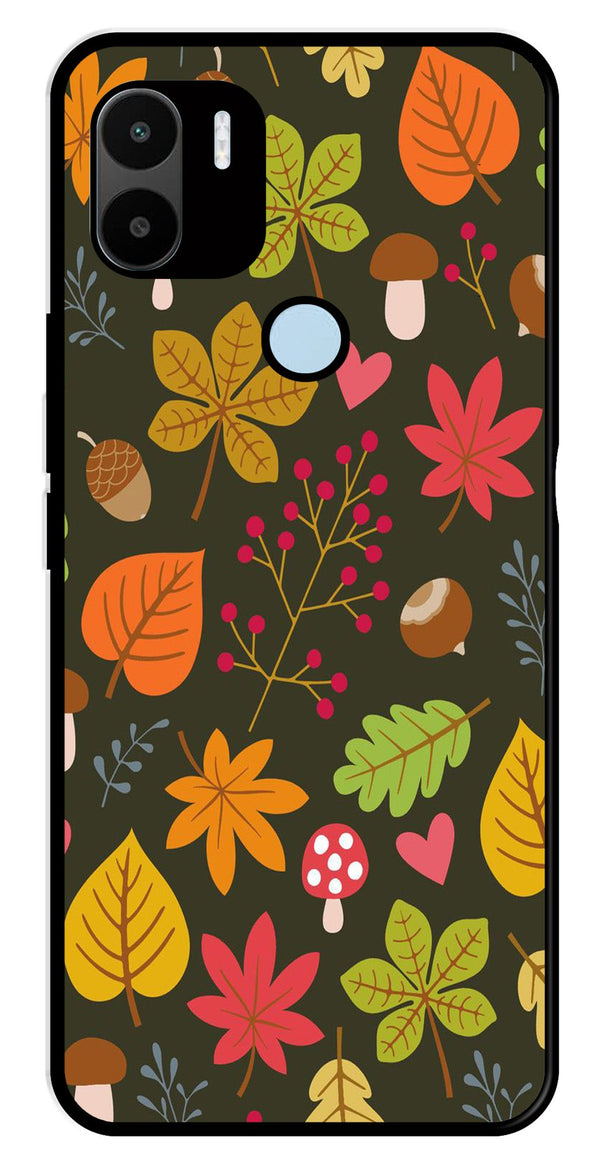 Leaves Design Metal Mobile Case for Redmi C50   (Design No -51)