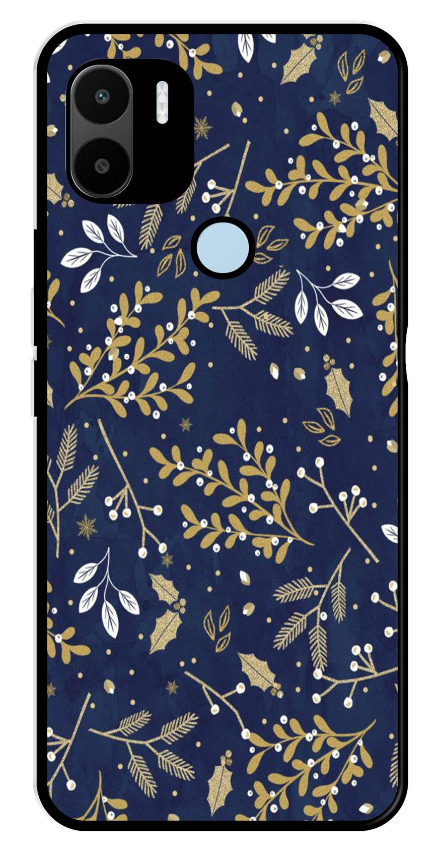 Floral Pattern  Metal Mobile Case for Poco C51   (Design No -52)