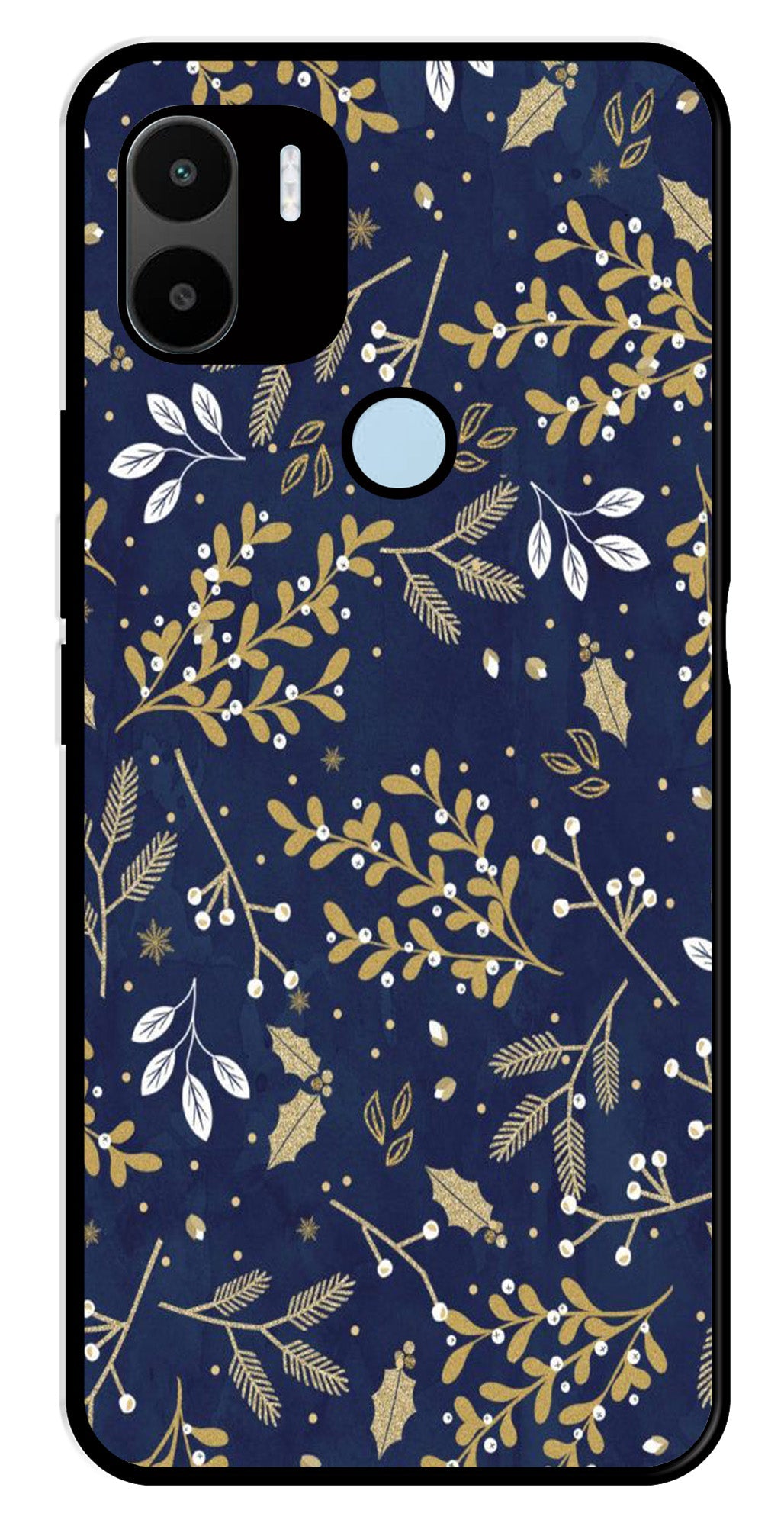 Floral Pattern  Metal Mobile Case for Poco C50   (Design No -52)