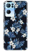 White flowers Blue Background2 Case for Oppo Reno7 Pro 5G
