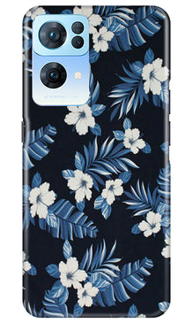 White flowers Blue Background2 Mobile Back Case for Oppo Reno 7 Pro 5G (Design - 15)