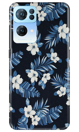 White flowers Blue Background2 Case for Oppo Reno 7 Pro 5G