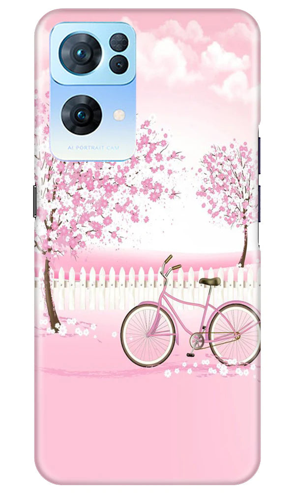 Pink Flowers Cycle Case for Oppo Reno 7 Pro 5G  (Design - 102)