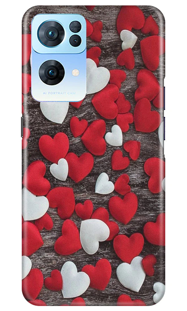 Red White Hearts Case for Oppo Reno 7 Pro 5G  (Design - 105)