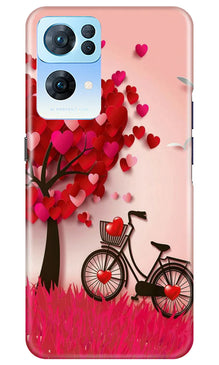 Red Heart Cycle Mobile Back Case for Oppo Reno 7 Pro 5G (Design - 191)