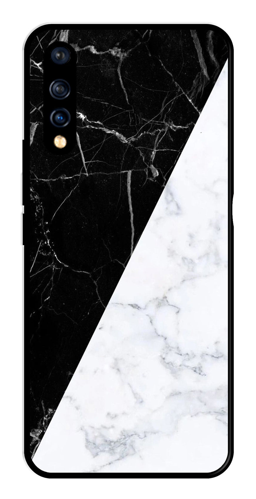 Black White Marble Design Metal Mobile Case for Vivo S1   (Design No -09)