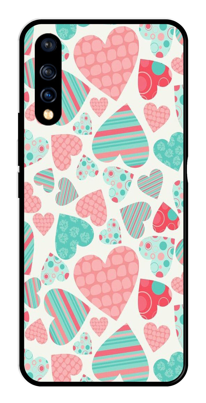 Hearts Pattern Metal Mobile Case for Vivo S1   (Design No -22)