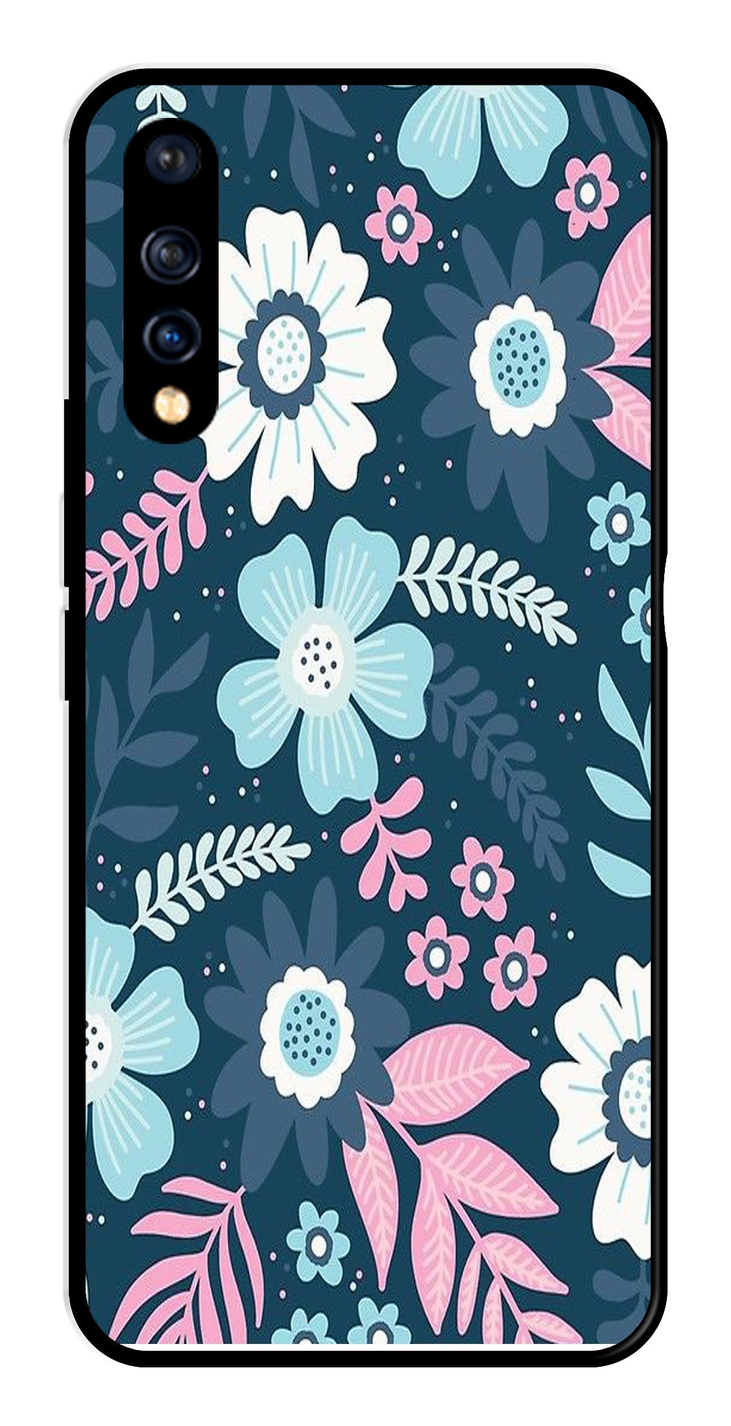 Flower Leaves Design Metal Mobile Case for Vivo S1   (Design No -50)