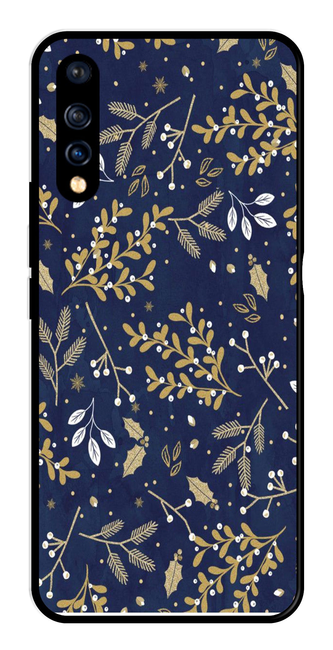 Floral Pattern  Metal Mobile Case for Vivo S1   (Design No -52)