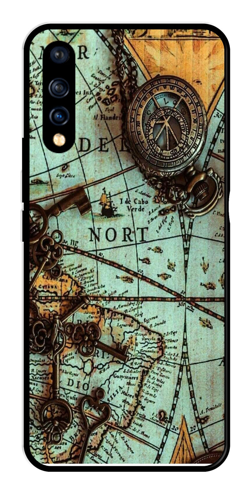Map Design Metal Mobile Case for Vivo S1   (Design No -54)