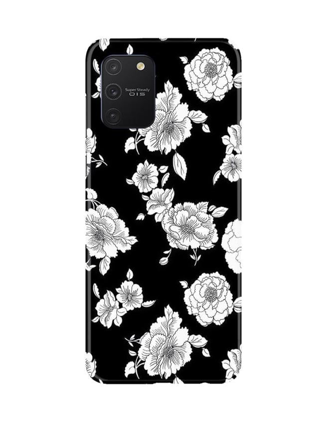 White flowers Black Background Case for Samsung Galaxy S10 Lite
