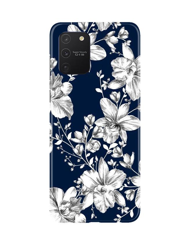 White flowers Blue Background Case for Samsung Galaxy S10 Lite