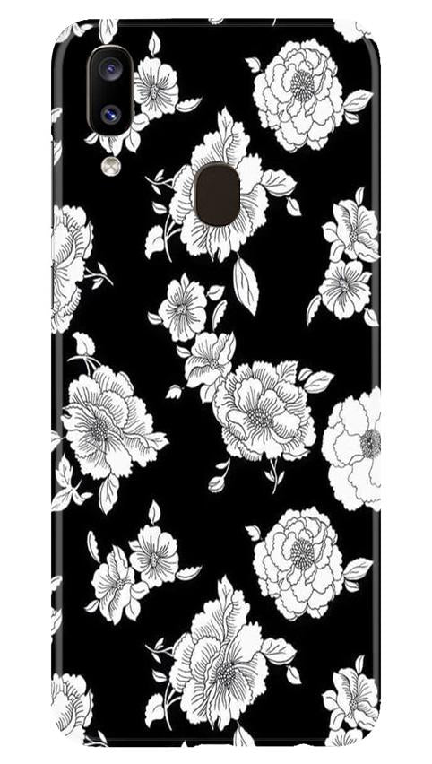 White flowers Black Background Case for Samsung Galaxy A20