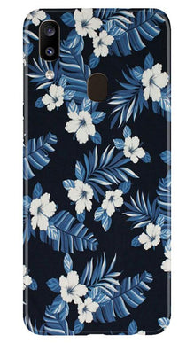White flowers Blue Background2 Mobile Back Case for Samsung Galaxy A20 (Design - 15)