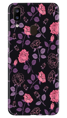 Rose Black Background Mobile Back Case for Samsung Galaxy A20 (Design - 27)