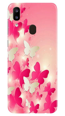 White Pick Butterflies Mobile Back Case for Samsung Galaxy A20 (Design - 28)