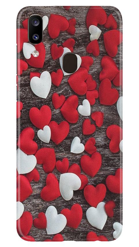Red White Hearts Case for Samsung Galaxy A20  (Design - 105)