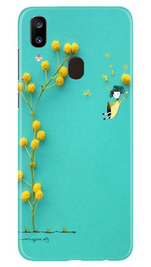 Flowers Girl Mobile Back Case for Samsung Galaxy A20 (Design - 216)