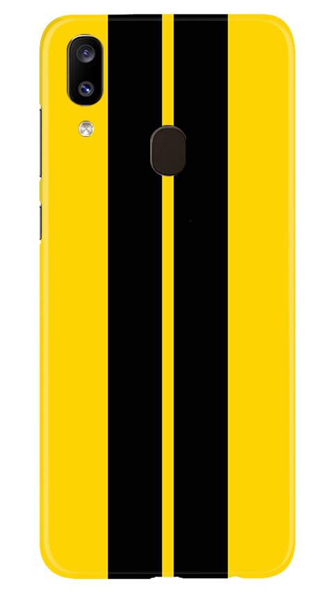 Black Yellow Pattern Mobile Back Case for Samsung Galaxy A20 (Design - 377)
