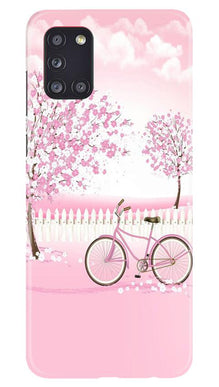 Pink Flowers Cycle Mobile Back Case for Samsung Galaxy A31  (Design - 102)