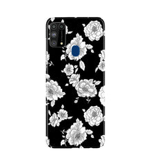White flowers Black Background Mobile Back Case for Samsung Galaxy M31 (Design - 9)