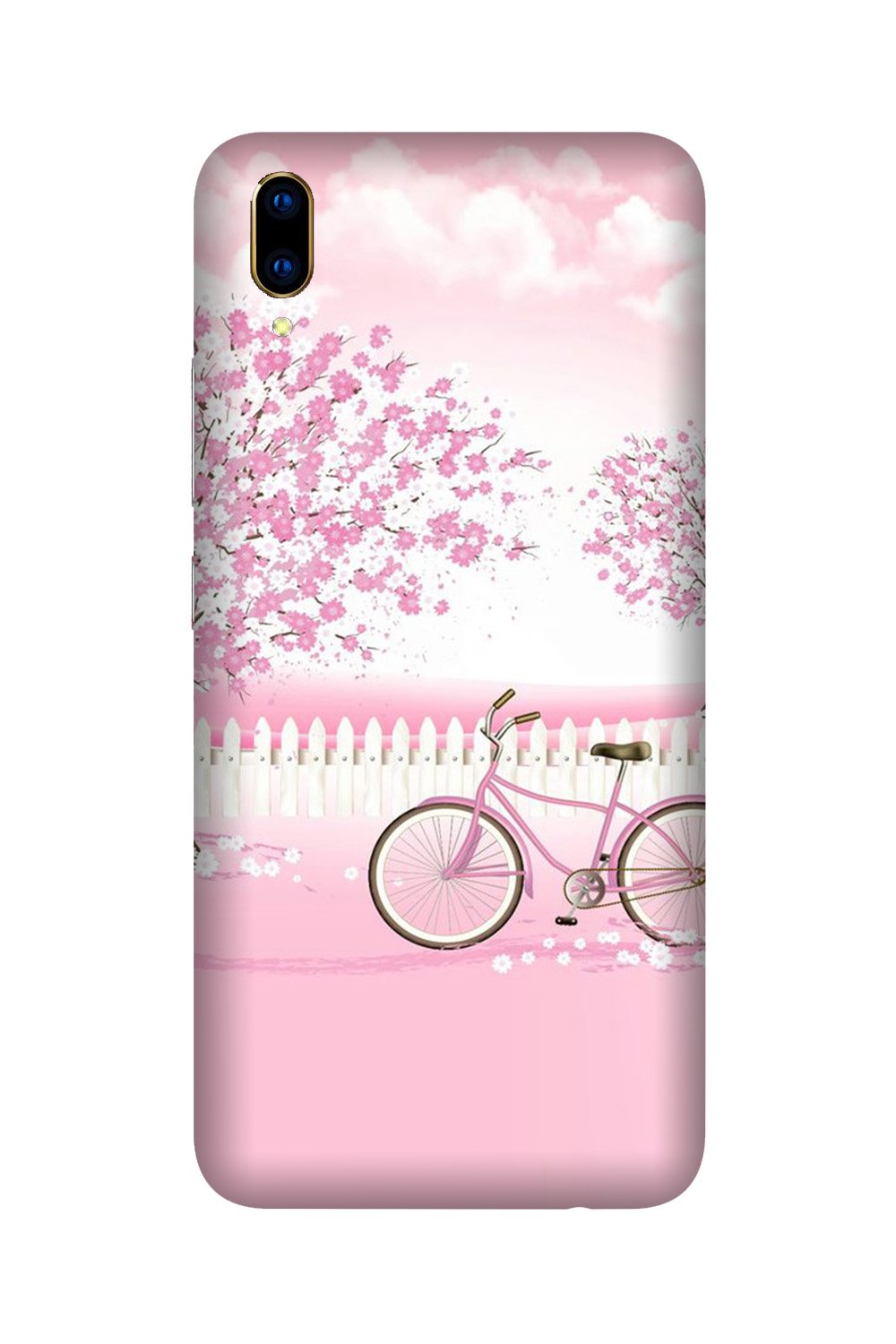 Pink Flowers Cycle Case for Vivo V11 Pro(Design - 102)