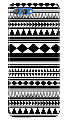 Black white Pattern Mobile Back Case for Honor View 10 (Design - 5)