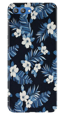 White flowers Blue Background2 Mobile Back Case for Honor View 10 (Design - 15)