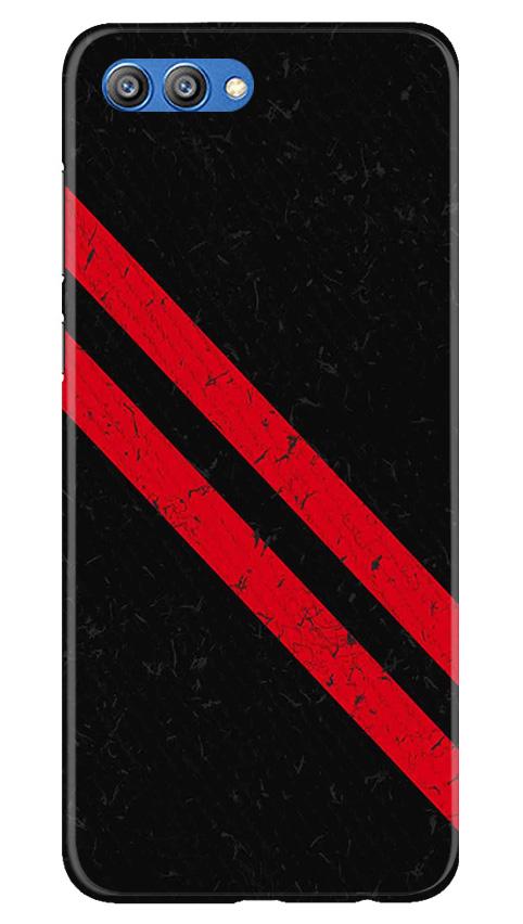 Black Red Pattern Mobile Back Case for Honor View 10 (Design - 373)
