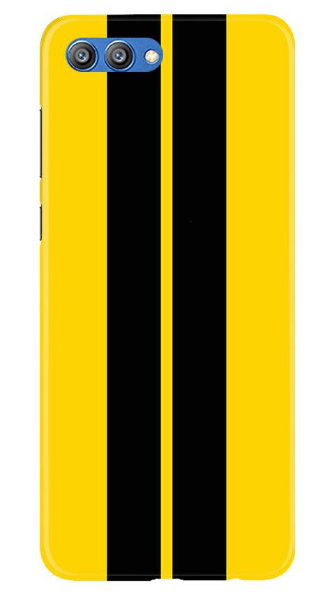 Black Yellow Pattern Mobile Back Case for Honor View 10 (Design - 377)