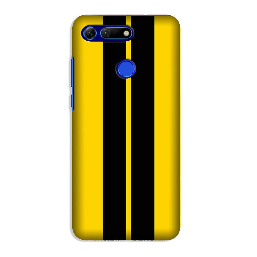 Black Yellow Pattern Mobile Back Case for Honor View 20 (Design - 377)