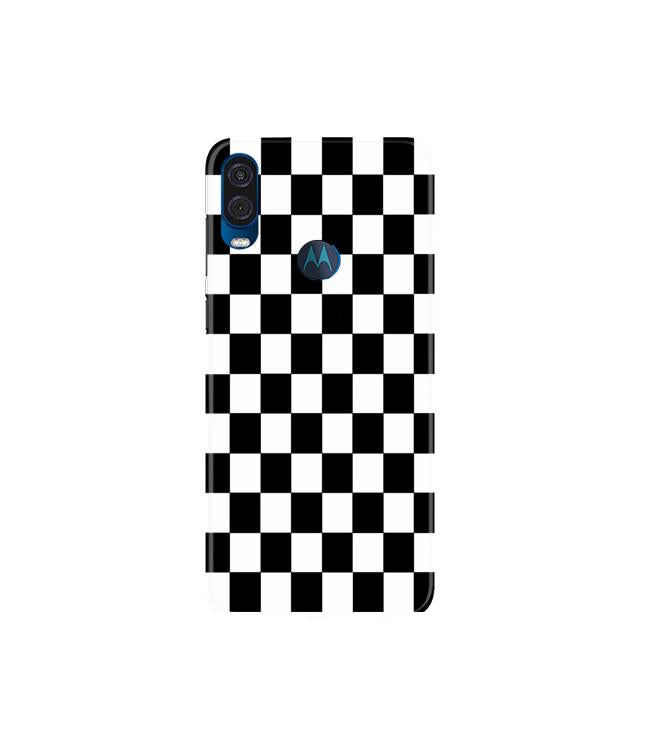 Black White Boxes Mobile Back Case for Moto One Vision (Design - 372)