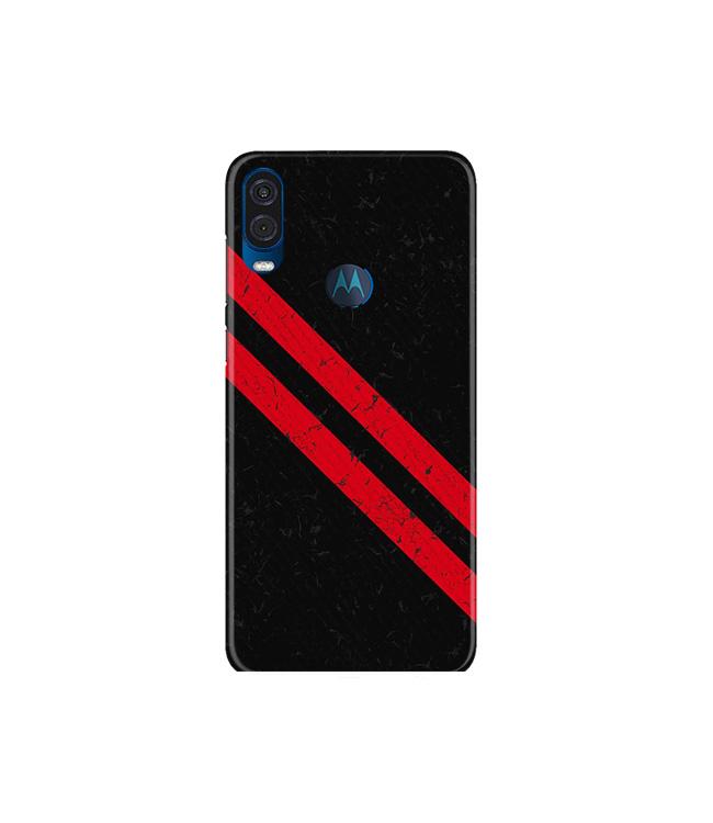 Black Red Pattern Mobile Back Case for Moto One Vision (Design - 373)