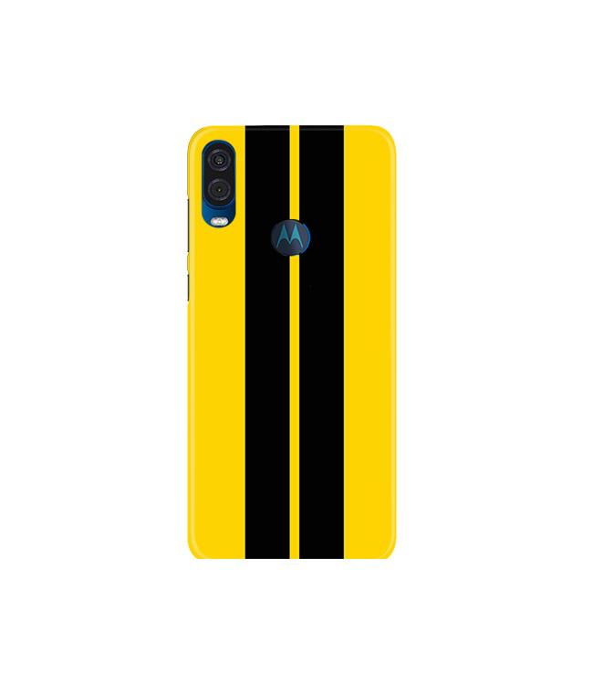 Black Yellow Pattern Mobile Back Case for Moto One Vision (Design - 377)