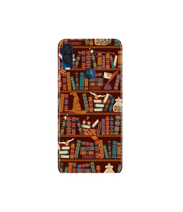 Book Shelf Mobile Back Case for Moto One Vision (Design - 390)