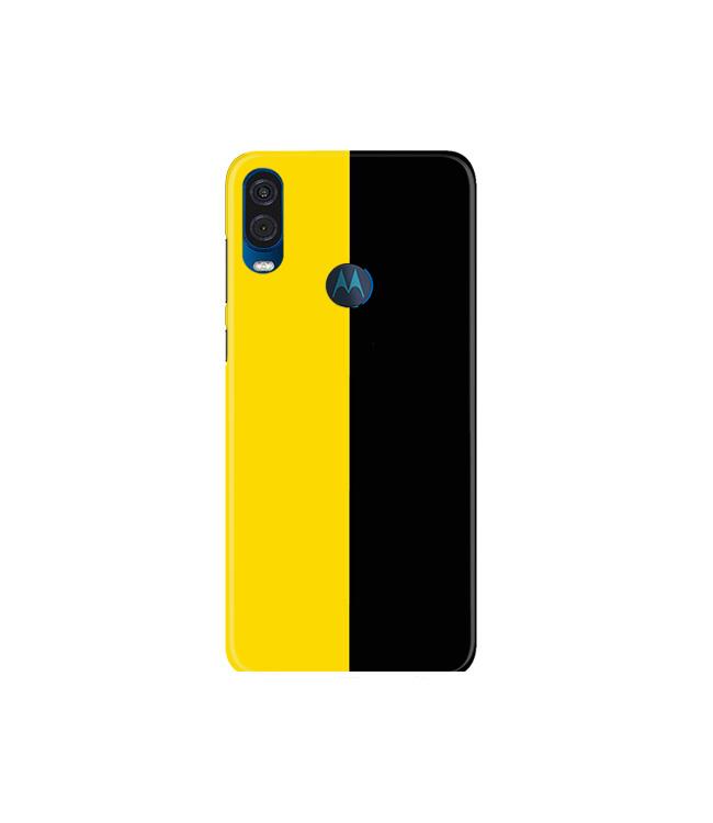 Black Yellow Pattern Mobile Back Case for Moto One Vision (Design - 397)