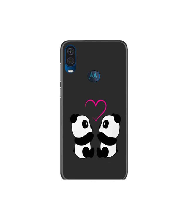 Panda Love Mobile Back Case for Moto One Vision (Design - 398)