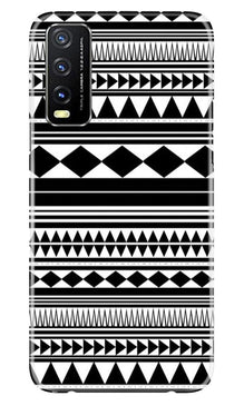 Black white Pattern Mobile Back Case for Vivo Y20i (Design - 5)